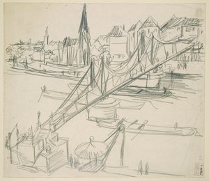"Eiserner Steg" Frankfurt am Mainissa, näkymä Sachsenhauseniin tekijältä Ernst Ludwig Kirchner