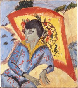 Erna japanilaisella sateenvarjolla, 1913. tekijältä Ernst Ludwig Kirchner
