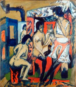 Alastomia naisia ​​studiossa - Ernst Ludwig Kirchnerin (1880-1938) maalaus tekijältä Ernst Ludwig Kirchner
