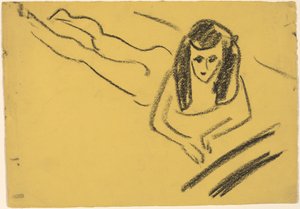 Fränzi makuuasennossa tekijältä Ernst Ludwig Kirchner