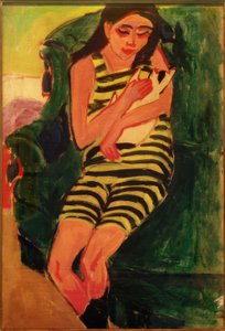 Fränzi kissan kanssa tekijältä Ernst Ludwig Kirchner