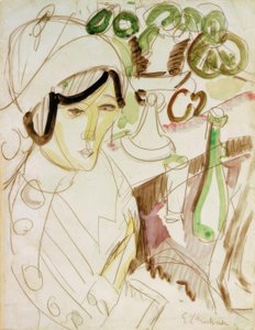 Frau mit rundem Hut (Erna) tekijältä Ernst Ludwig Kirchner