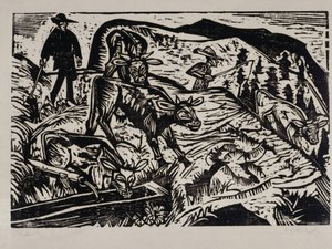 Lehmiä ja paimenia tekijältä Ernst Ludwig Kirchner