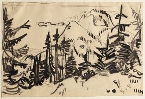 Vuoristomaisema kuusien kanssa tekijältä Ernst Ludwig Kirchner