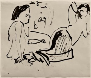 Nimetön (kaksi naista, istuvat) tekijältä Ernst Ludwig Kirchner