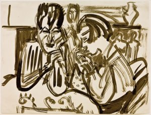 Pari pöydässä tekijältä Ernst Ludwig Kirchner