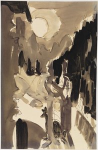 Pari kuunvalossa talon edessä tekijältä Ernst Ludwig Kirchner