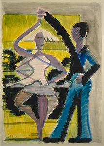 Pirouetting Dancer, n.1931-32 (akvarelli ja sivellin mustalla lyijykynän päälle sileälle vellumkartongille). tekijältä Ernst Ludwig Kirchner