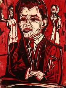Tri Grohmannin muotokuva (väripuupiirros) tekijältä Ernst Ludwig Kirchner
