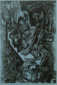 Omakuva kuolematanssilla, 1917 tekijältä Ernst Ludwig Kirchner