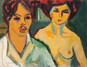 Omakuva mallin kanssa, 1905 tekijältä Ernst Ludwig Kirchner
