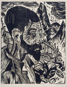 Alppipaimenen pää (Martin Schmid) tekijältä Ernst Ludwig Kirchner