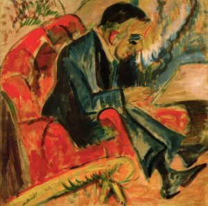 Istuva mies puiston penkillä tekijältä Ernst Ludwig Kirchner