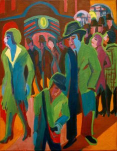 Katu, jossa ohikulkijat yövaloissa tekijältä Ernst Ludwig Kirchner