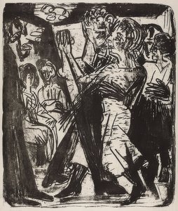 Tanssiva talonpoikapari. 1920 tekijältä Ernst Ludwig Kirchner