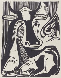 Suuri lehmä makuulla (Grosse Liegende Kuh) tekijältä Ernst Ludwig Kirchner