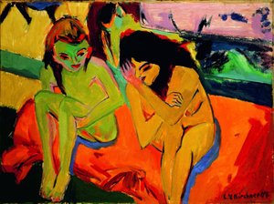 Kaksi tyttöä / Alastomat tytöt keskustelemassa tekijältä Ernst Ludwig Kirchner