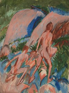 Kaksi alastonhahmoa maisemassa, 1913