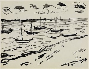 Ankkuroituja kalastusveneitä (Fehmarn) tekijältä Ernst Ludwig Kirchner