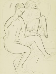 Nuori pari kylpyhuoneessa tekijältä Ernst Ludwig Kirchner