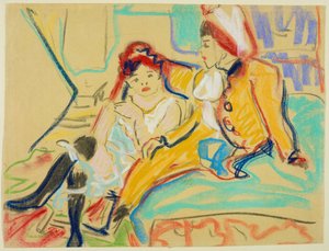 Kaksi tyttöä divaanilla tekijältä Ernst Ludwig Kirchner