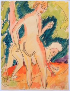 Kaksi tyttöä kylpemässä tekijältä Ernst Ludwig Kirchner