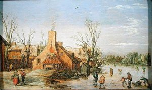 Kylä talvella, 1623 (öljy paneelissa)