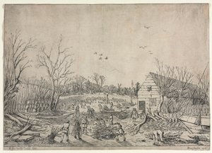 Suuri tulva 10. tammikuuta 1624 (tai Viasen Lek-joen murtuneen padon korjaaminen, 1624) tekijältä Esaias van de Velde
