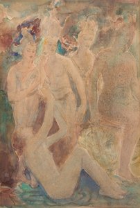 Yön kulku, n. 1924 (akvarelli ja lyijykynä paperille). tekijältä Ethel Walker