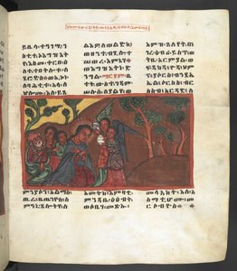 Tai. 607 f051r, kohtaus Neitsyt Marian elämästä, elokuvasta "Nagara Maryam" tekijältä Ethiopian School
