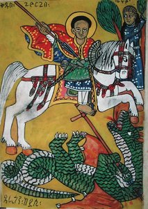 W.951 fol.78r St. George and the Dragon, teoksesta "Siunatun Neitsyt Marian ihmeet" (vellum)