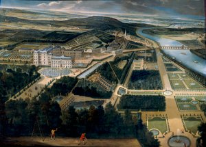 Yleiskuva Saint Cloudin linnasta ja puutarhoista (Saint-Cloud) Etienne Allegrainin (1644-1736) maalaus 1675 su. 3, x3,83 m Versailles, musee du chateau - Näkymä Saint Cloudin linnalle ja puutarhaan (Ranska) - Etienne Allegrainin (1644-173) maalaus