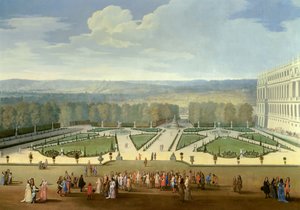 Ludvig XIV:n rantakatu (1638-1715) Versaillesin puutarhojen pohjoisparteria silmällä pitäen Etienne Allegrainin (1644-1736) maalaus n. 1688. Aurinko. 2,3x2,9 m