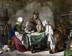 Nainen vetää kortteja, sd. 1700-luvulla