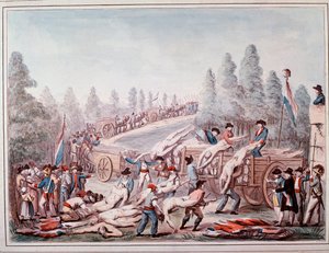 Ruumiiden kuljettaminen vallankumouksen aikana (akvarelli, noin 1790)