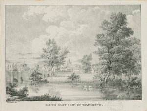 Tamworth - Kaukainen näkymä etelästä: litografia, nd [1796-1865]