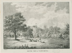 Tamworth - Kaukainen näkymä etelästä: litografoitu, nd [1796-1865]