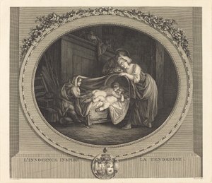 Viattomuus inspiroi hellyyttä tekijältä Etienne Claude Voysard after Jean Honoré Fragonard