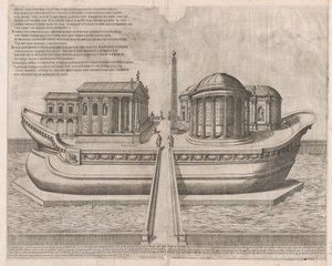 Rooman loiston peili: Temppelit Tiberin saarella, 1582, 1582. tekijältä Etienne Duperac