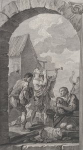 Foundlings kappeli Pariisissa: Paimenten ryhmä: trumpetin soittajia ja m..., 1754.