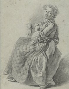Tutkimus istuvasta nuoresta naisesta vasemmalla tekijältä Etienne Jeaurat (attributed to)