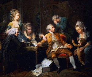 Rikkoutunut sopimus, maalaus Jeaurat Etiennen (1699-1789), Ranska