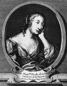 Medalion muotokuva Marie-Madeleine Pioche de La Vergnestä, Comtesse de La Fayette (1634-1693), ranskalaisesta kirjailijasta, kaiverrus Etienne Jehandier Desrochers (1668-1741)