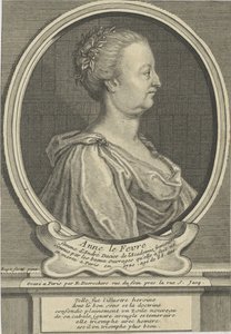 Anne Dacierin muotokuva, syntynyt Le Fèvre 1647-1720, noin 1720. tekijältä Etienne Jehandier Desrochers