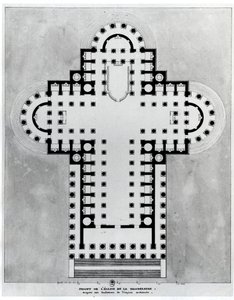 Madeleinen kirkon projekti. Piirustus. Arkkitehtuuri: Etienne Louis Boullee (Etienne-Louis Boullee), ranskalainen arkkitehti (1728-1799).