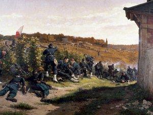 Tirailleurs de la Seinen sotilaat Rueil-Malmaisonin taistelussa, 21. lokakuuta 1870, yksityiskohta.
