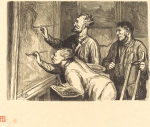 Vuoden 1868 maalausnäyttely - Viimeinen siveltimenveto tekijältä Etienne after Honoré Daumier