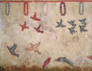 Linnun lento (Freskon yksityiskohta, 530 eKr.) tekijältä Etruscan