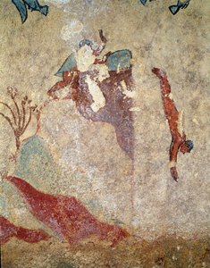 Sukeltaja. (Freskon yksityiskohta, 520-510 eKr.) tekijältä Etruscan