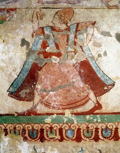 Tanssija pitkällä tunikalla (Freskon yksityiskohta, 520 eKr.) tekijältä Etruscan